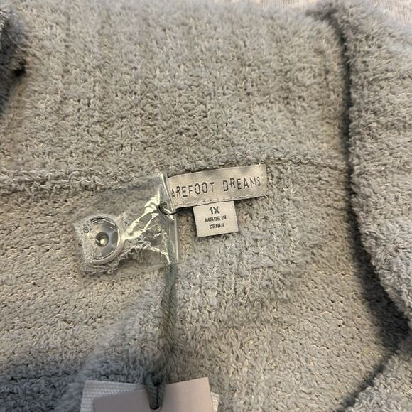 Barefoot Dreams CozyTwist Short Sleeve Sweater Coat 1X NWT Dew Drop Gray - Picture 8 of 13